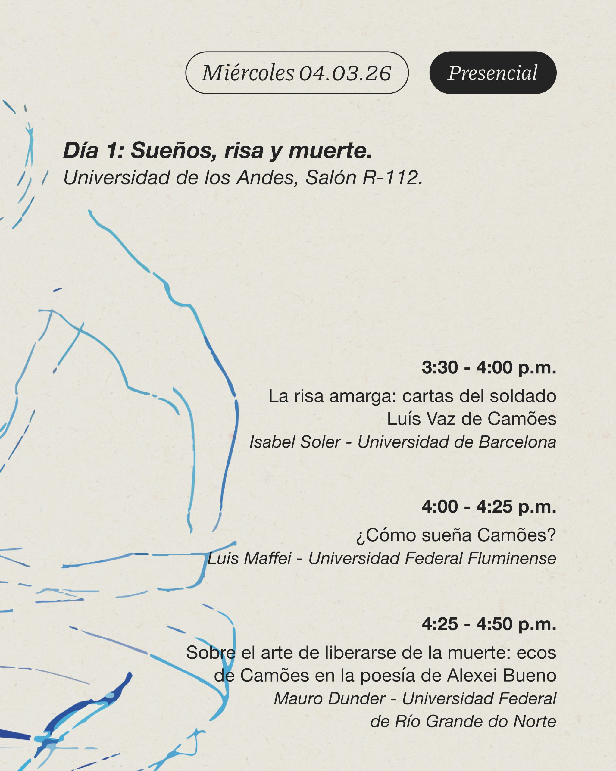 Coloquio Internacional: Obras y ecos de Luís de Camões, próximo miércoles 4 y viernes 6 de marzo de 2026 en la Universidad de los Andes