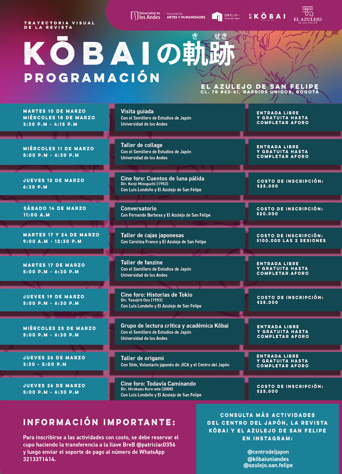 Kōbai no kiseki: Trayectoria visual de la revista, exposición abierta hasta el jueves 26 de marzo de 2026 en El Azulejo de San Felipe