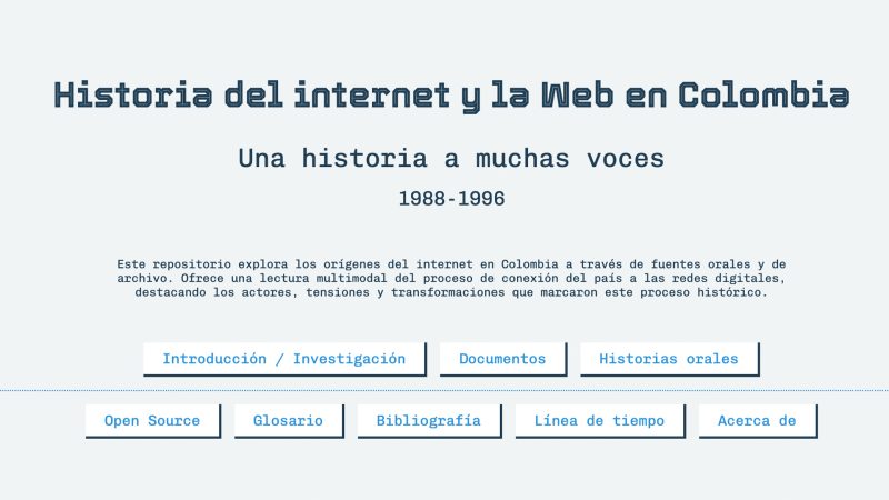 Imagen del anuncio historia del internet y la web en colombia. una historia a muchas voces 1988-1996 — ganador en los digital humanities awards 2026