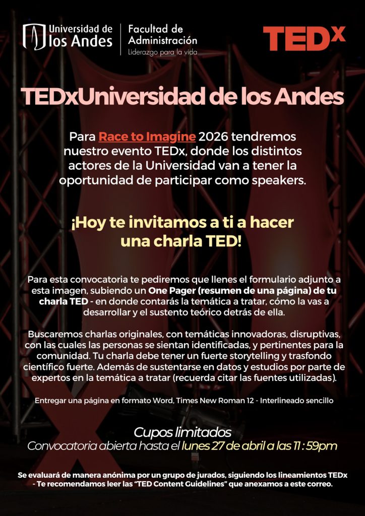 Ya está abierta la convocatoria para ser speakers de TEDx. Plazo máximo: lunes 27 de abril de 2026 a las 11:59 p.m.