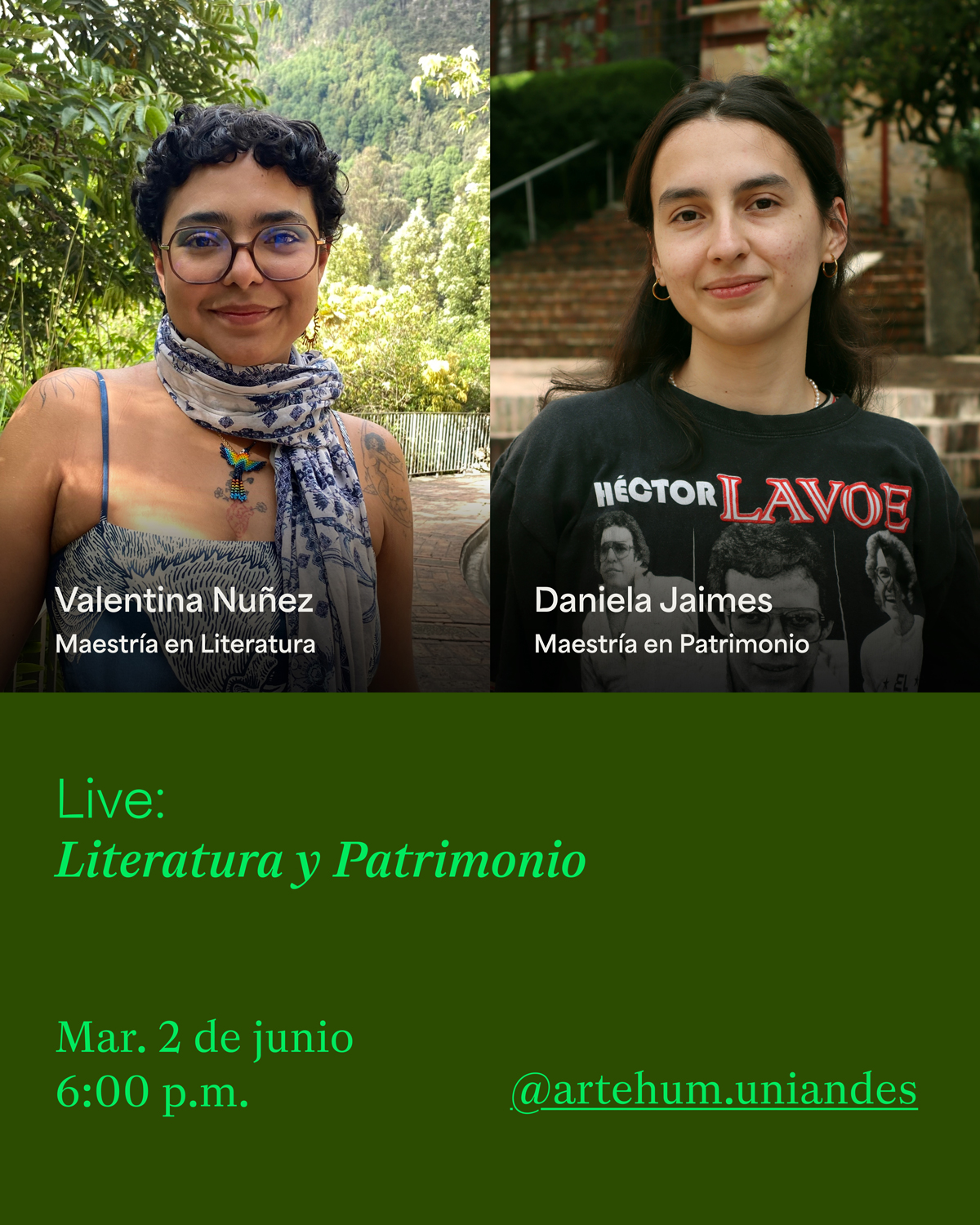 Conéctate al Instagram Live de los estudiantes de la Escuela de Posgrados ArteHum y conoce sus experiencias, proyectos e intereses.