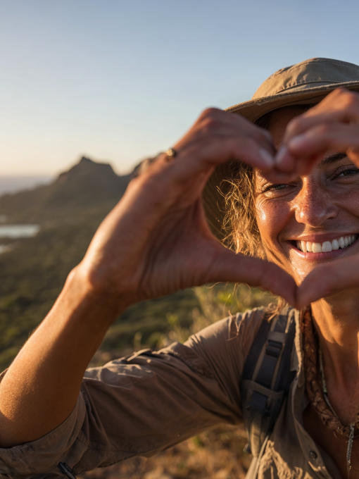Mujer haciendo un corazón con sus manos